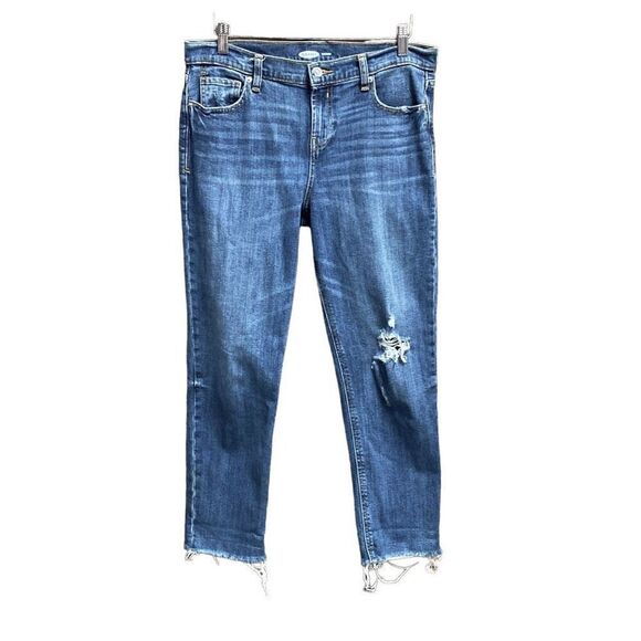 Old Navy Boyfriend High Rise Distressed Frayed Crop Jeans Size 6 - Picture 1 of 5